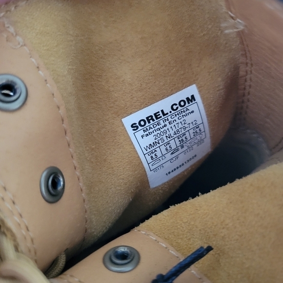 NWT Sorel Hi Line Lace-Up Waterproof Leather Platform Boots Geo Yellow/Jet 8.5 - Picture 5 of 8